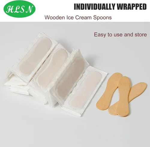 Vista 3 de Cucharas de madera para helado, 500 piezas de cubiertos desechables de 3 pulgadas, palitos de paleta de muestra de degustación, abedul natural