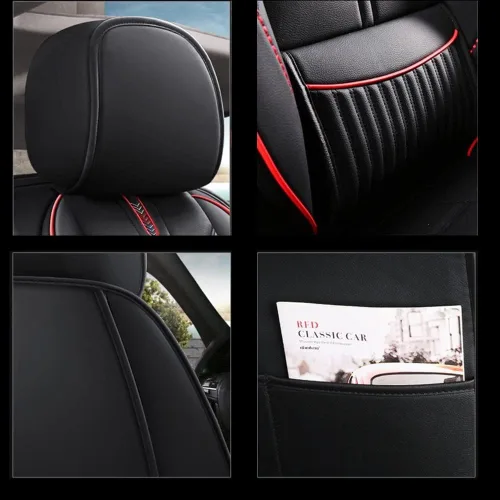 Vista 4 de Juego completo de fundas de asiento de automóvil para Mazda CX-3 2016-2021 con cuero impermeable, resistente al desgaste y fácil de instalar Beige