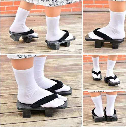 Vista 7 de Japanese Wooden Clogs with Tabi Socks For Men Women
