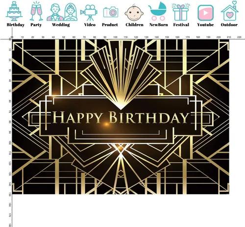 Vista 4 de Telón de fondo de fiesta de gran Gatsby de 7 x 5 pies, fondo retro rugido de los años 20 para adultos y niños, decoración artística de celebración