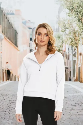 Vista 4 de MAGCOMSEN Sudaderas con capucha para mujer, con forro polar, cremallera de 12, manga larga, con bolsillo tipo canguro