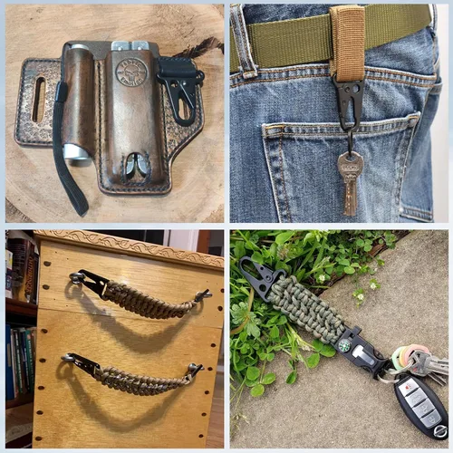 Vista 7 de TRIWONDER Clips de boca ampliados HK Gancho de alta resistencia Ganchos a presión Clips de honda para Paracord al aire libre bolsa mochila
