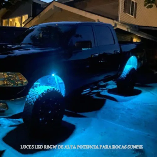 Vista 4 de SUNPIE 4 cápsulas RGBW de luces de roca – Ángulo de haz completo, 30 chips de alta potencia, carcasa de aluminio, almohadillas de montaje incluidas