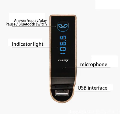 Vista 3 de Transmisor FM Bluetooth Bluetooth para automóvil, adaptador de radio inalámbrico Bluetooth de 2.1 pulgadas, kit de coche con llamadas manos libres