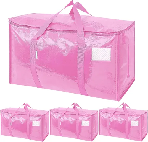 Vista 30 de TICONN Paquete de 2 bolsas de mudanza extra grandes resistentes con cremalleras y asas de transporte, bolsas de almacenamiento duraderas