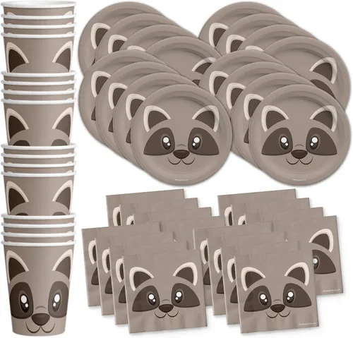 Vista 12 de Juego de suministros para fiesta de cumpleaños de Oso, juego de platos, servilletas, vasos, kit de vajilla para 16