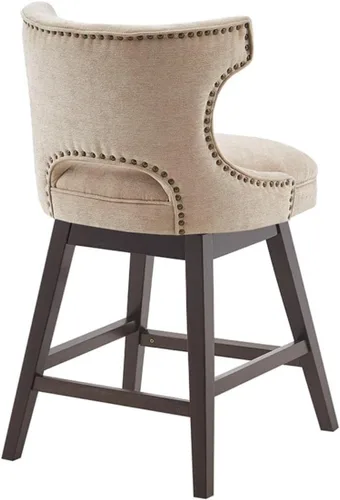 Vista 6 de Madison Park Emmett - Taburete giratorio para mostrador, elegante y moderno, con respaldo redondo, altura de encimera, silla de isla de cocina, Beige