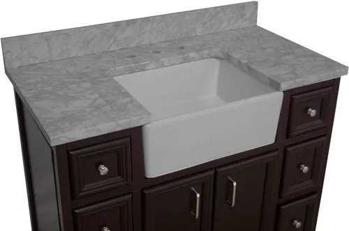 Vista 7 de Kitchen Bath Collection Zelda - Mueble de granja de 42 pulgadas (carrara/chocolate): incluye gabinete de chocolate con encimera de mármol italiano