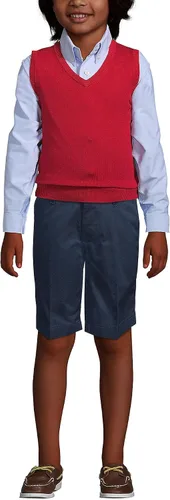 Vista 4 de Lands' End Uniforme escolar niños algodón modal fino calibre suéter chaleco