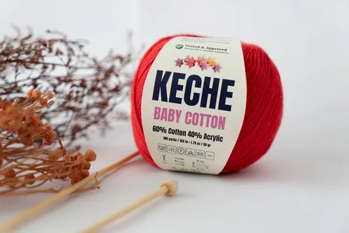 Vista 6 de Keche Hilo de Algodón, 60% Algodón 40% Hilo Acrílico, Hilo de Algodón Suave para Crochet y Tejer, Hilo Amigurumi 1 Madeja/Bola 1.76 Oz (50g) / 180