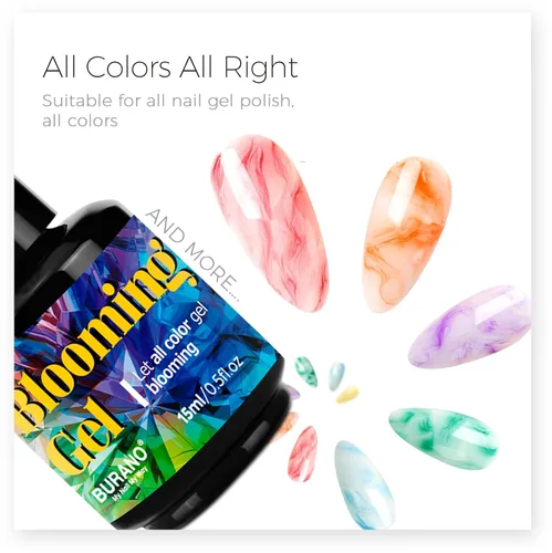 Vista 8 de BURANO Esmalte de uñas en gel Blooming de 0.5 onzas, efecto floreciente transparente (2 botellas)
