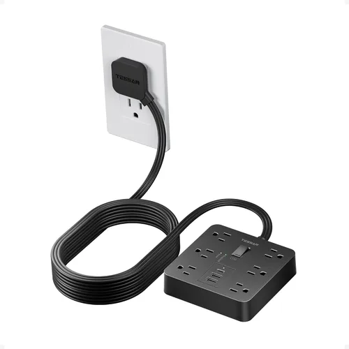 Vista 18 de TESSAN – Regleta de alimentación con USB, cable de extensión con 6 salidas ampliamente espaciadas 2100 Joules Surge Protector Power Strip, 6