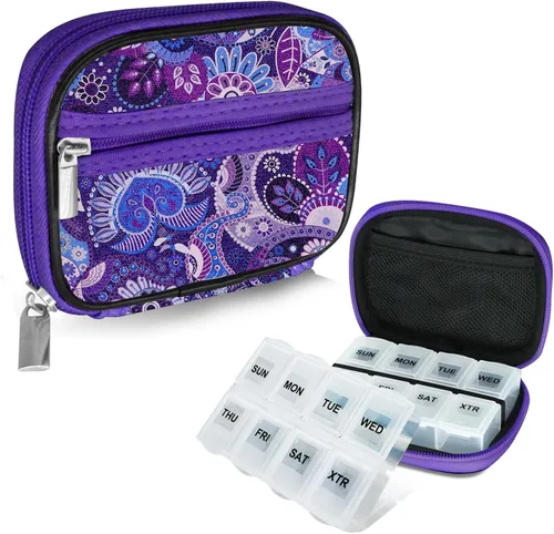 Vista 38 de Serfeymi Pastillero semanal para viaje, pastillero para bolso con pastillero extraíble de 7 días, organizador de medicamentos de viaje, contenedor