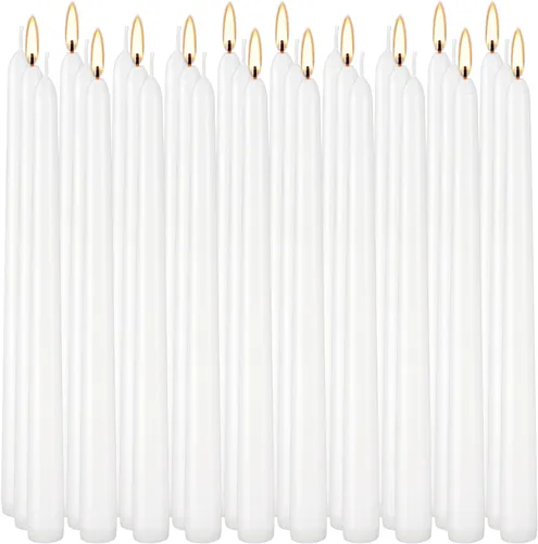 Vista 19 de 100 velas de iglesia con protectores de goteo para servicio devocional de vigilia a la luz de las velas, caja de 100 velas, blancas sin aroma de 5
