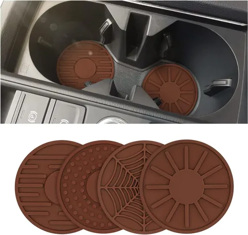 Vista 10 de Paquete de 4 posavasos para automóvil para portavasos, 2.68 pulgadas, inserto de copa de silicona antideslizante para automóvil, alfombrillas