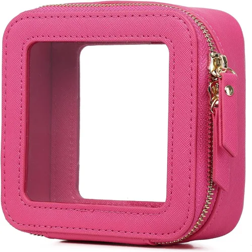 Vista 45 de Pinkmik Pequeña bolsa de maquillaje, mini estuche transparente para maquillaje y neceser con cremallera, organizador de bolsos para mujer