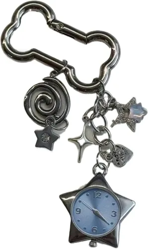 Vista 18 de Vhitler Vintage Keychain Retro Pocket Watch Bag Charms for Handbag Y2k Emo Accessories Backpack Charms 2000s Grunge Aesthetic Hueso Negro