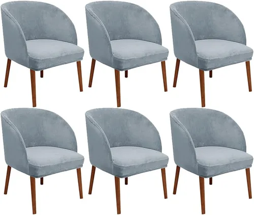 Vista 17 de Juego de 2 fundas de terciopelo elástico para sillas de comedor, con respaldo curvo moderno, protector de silla para sala de estar, dormitorio, Beige