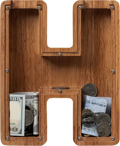 Vista 78 de Alcancía para niños y niñas, alcancía de madera con letra grande del alfabeto con inicial A, banco de monedas, regalos divertidos para cumpleaños