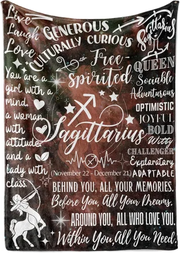 Vista 11 de Huglanket Regalos de Constelación del Zodiaco para Mujeres, Regalo de Cumpleaños del Signo Zodiacal con Mensaje Manta de Franela (50" x 65") - Aries