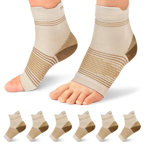 Vista 10 de Calcetines para fascitis plantar (6 pares) para hombres y mujeres, mangas de compresión para pies con soporte de arco y tobillo