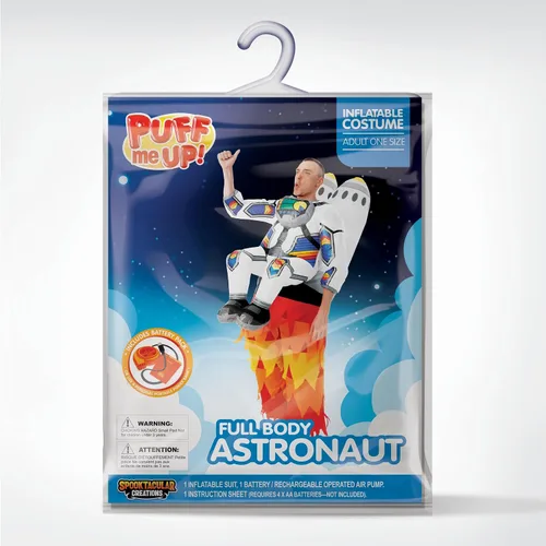 Vista 7 de Spooktacular Creations Disfraz inflable de Halloween para adultos, disfraz inflable de astronauta con cohetes