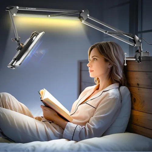 Vista 8 de CACENCAN Soporte plegable para tableta, soporte para tableta ajustable para cama, soporte flexible universal para tableta con rotación de 360 grados