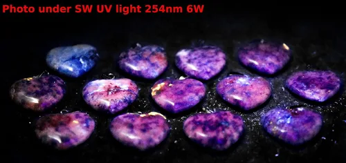 Vista 5 de 2PCs 0.787 in azul sodalita corazón en forma de colgantes w/plata plateado ojete natural piedra preciosa mineral mineral SW UV reactivo decorativo