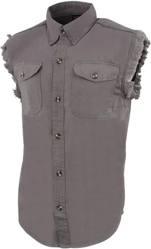 Vista 5 de Milwaukee Leather DM1002 Camisa vaquera ligera negra para hombre con corte deshilachado sin mangas