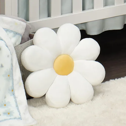 Vista 4 de Lambs & Ivy Sweet Daisy - Almohada decorativa con diseño de flores blancas