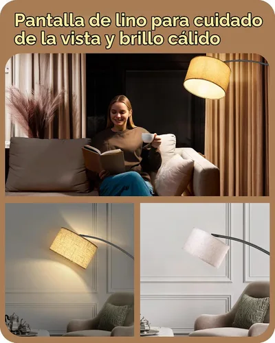 Vista 6 de EDISHINE Lámpara de pie moderna de arco de 78.3 pulgadas con control remoto, lámpara de pie negra alta con bombilla regulable continua y 5