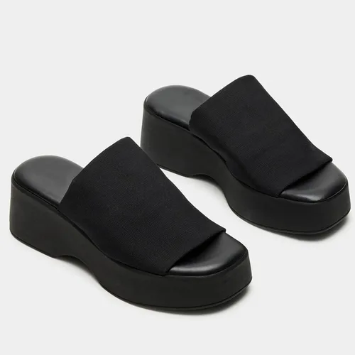 Vista 3 de DOBOYG Sandalias de plataforma para mujer, con puntera abierta, color negro, para playa