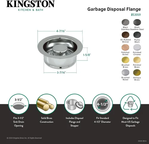 Vista 5 de Kingston BS3003 - Brida de eliminación de basura, latón antiguo