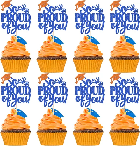 Vista 57 de Paquete de 24 adornos para cupcakes de clase de 2026 con purpurina 2026 para diploma de graduación 2026, selecciones para cupcakes para graduación