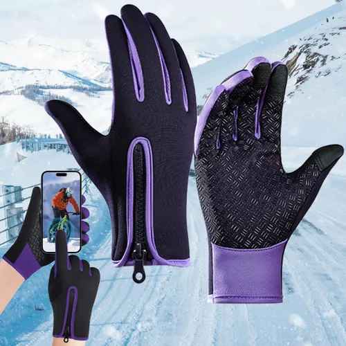 Vista 8 de Guantes de ciclismo de invierno para hombres y mujeres, impermeables, térmicos, agarre antideslizante para montar y actividades en clima frío