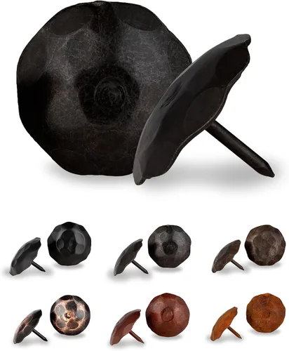 Vista 16 de 10 Pack 0.75" Round Head Iron Clavos Decorative Nails – Black – Handmade Rustic Round Fasteners for Farmhouse Shutters, Faux Wood Beams, Barn Doors