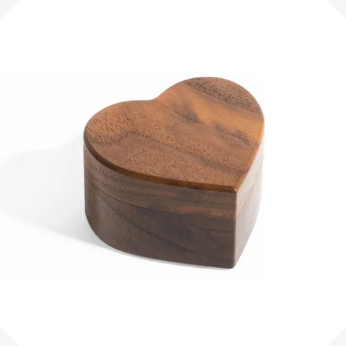 Vista 6 de Caja de anillo de madera de nogal en forma de corazón, organizador de pecho de joyería, aretes, moneda, caja de presentación de madera, caja