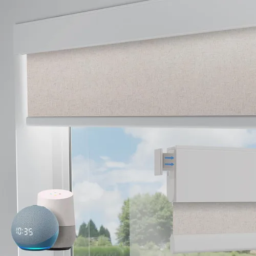 Vista 8 de Persianas motorizadas sin taladro, persianas automáticas para ventanas, persianas enrollables eléctricas con control remoto, persianas inteligentes