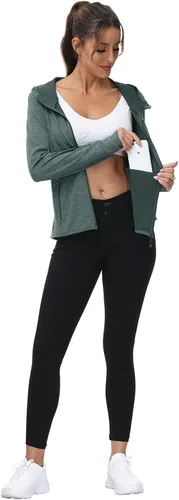 Vista 93 de TBMPOY Chaquetas con capucha y protección solar UPF 50+ para mujer, ligeras, de manga larga, para senderismo, exteriores, con cremallera completa