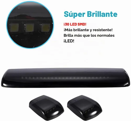 Vista 6 de Partsam 3 luces marcadoras de cabina blancas ahumadas de repuesto para Silverado/Sierra 1500 2500 3500 2015 2016 2017 2018 2019 blanco 30 LED