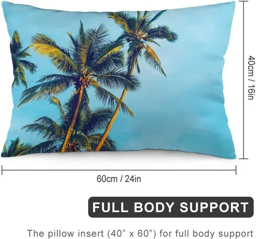 Vista 2 de Protector de almohada de playa con palmeras tropicales de 16 x 14 pulgadas, palmeras de playa, paisaje marino costero, decorativo, rectangular