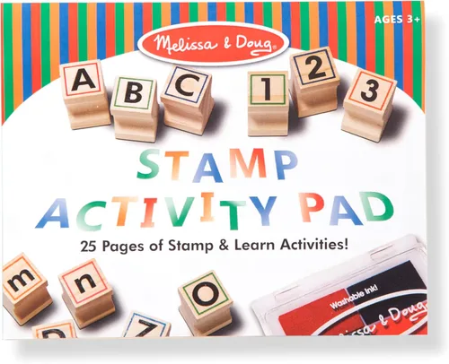 Vista 4 de Melissa & Doug - Juego de sellos de madera con letras y números ABC 123 con libro de actividades (idioma español no garantizado), 4