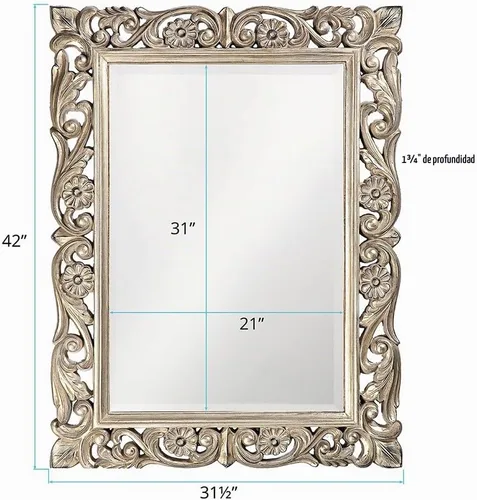 Vista 5 de Howard Elliott Chateau - Espejo rectangular para colgar de pared, marco de trabajo de desplazamiento, decoración del hogar, espejos enmarcados