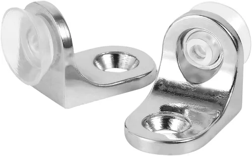 Vista 7 de Soportes para estantes de vidrio de aleación de zinc, chapados, plateados, paquete de 10, con ventosas, 9.8 x 5.9 pulgadas, soporte de estante