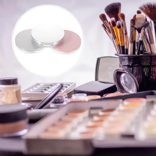 Vista 4 de CALLARON Caja de polvo con espejo, esponjas de maquillaje para base, maquillaje de soplo, rubor, maquillaje, contenedor de polvo recargable, esponja
