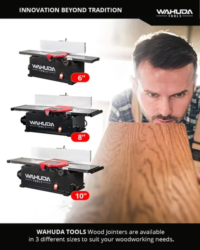 Vista 4 de Wahuda Tools Cepilladora - Cepilladora de madera de sobremesa de 6 pulgadas, cepilladora portátil con cabezal de corte en espiral con mesas