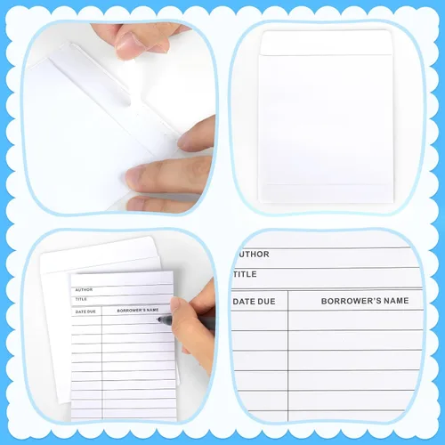 Vista 3 de 100 bolsillos de biblioteca y tarjetas de chequeo para tarjetas de biblioteca