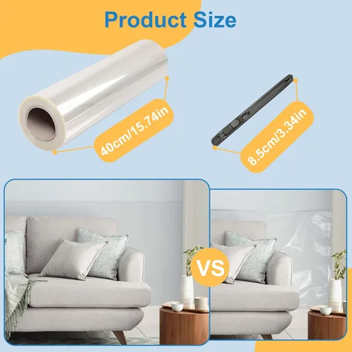 Vista 6 de Juego de 2 películas protectoras electrostáticas de pared con cortador de película, protector de pared transparente extraíble, película protectora