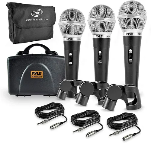 Vista 3 de Samson BL3VP Boom Stand y cable (paquete de 3) y Pyle 3 piezas Kit de micrófono dinámico profesional cardioide unidireccional Vocal Handheld MIC