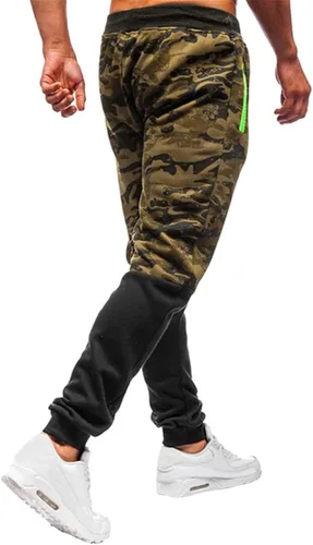 Vista 2 de Hatop Pantalones deportivos de camuflaje para hombre, con bolsillos con cremallera, pantalones deportivos casuales de ajuste regular, pantalones